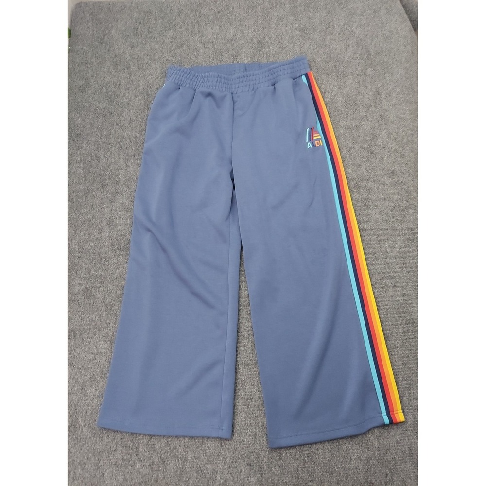 ALDI GEAR Wide Leg Sweatpants Womens XL Blue Rainbow Stripes Pull On‎ Athleisure